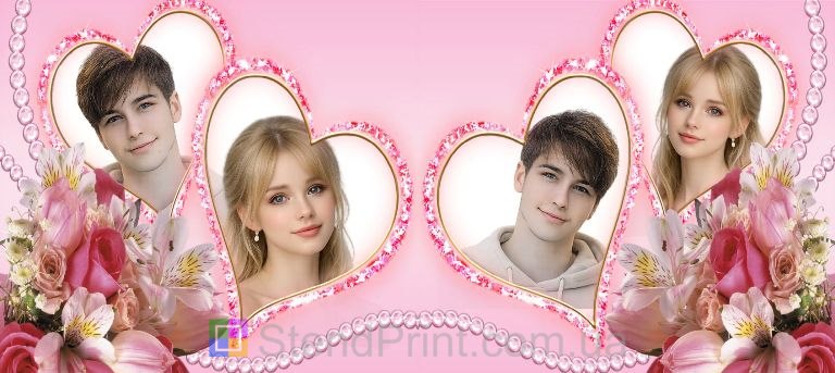 Горнятко з фото для закоханих з серцями подарунок парі замовити онлайн