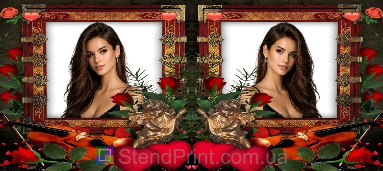 Кружка с фото розы скрипка ангел романтический подарок заказать