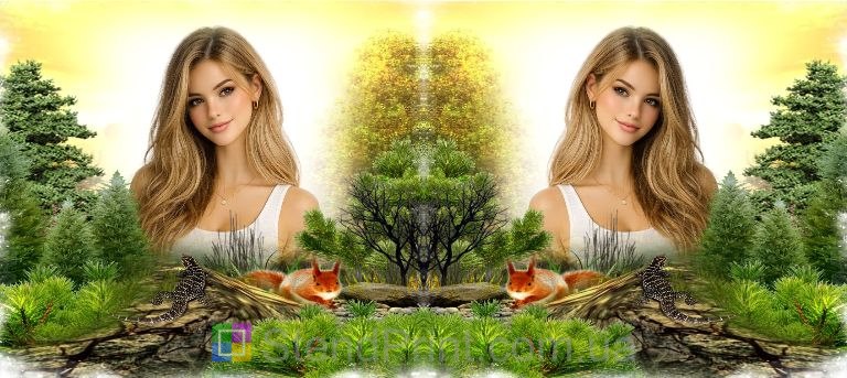 Чашка з фото лісова природа, ялини та лісові мешканці замовити