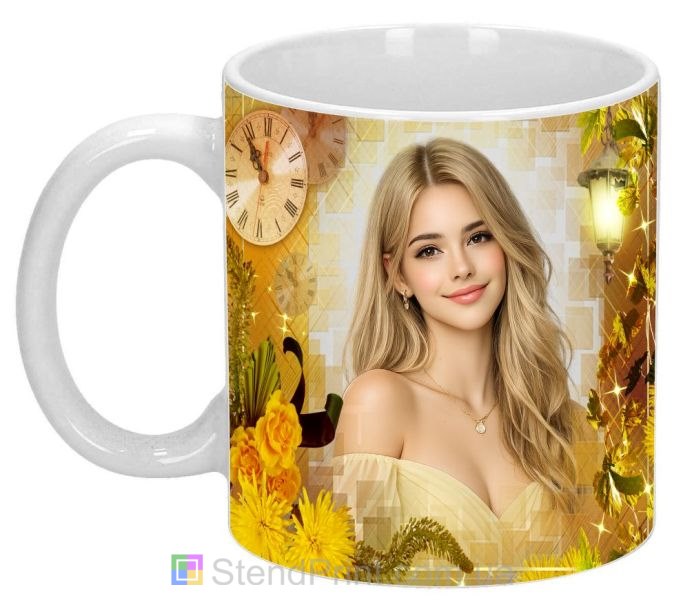 Чашка з фото осінній фотоефект, квіти та пелюстки — персональний друк