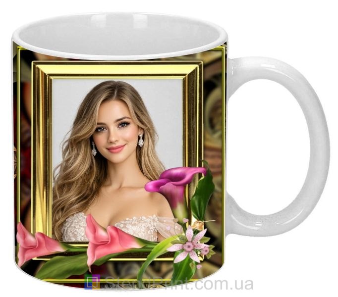 Кружка с фото для девушки элегантный подарок кружка с рамкой заказать