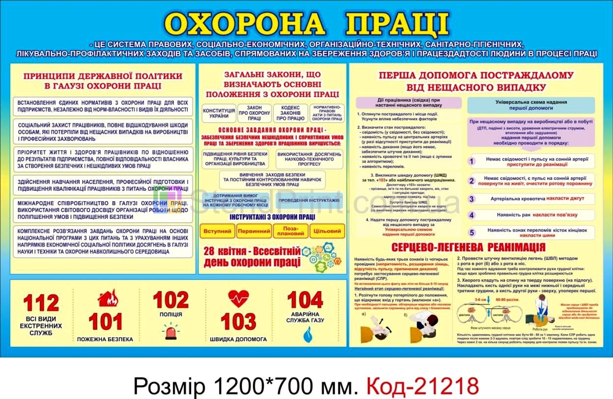 Стенд інформаційний "Охорона праці" Код-21218