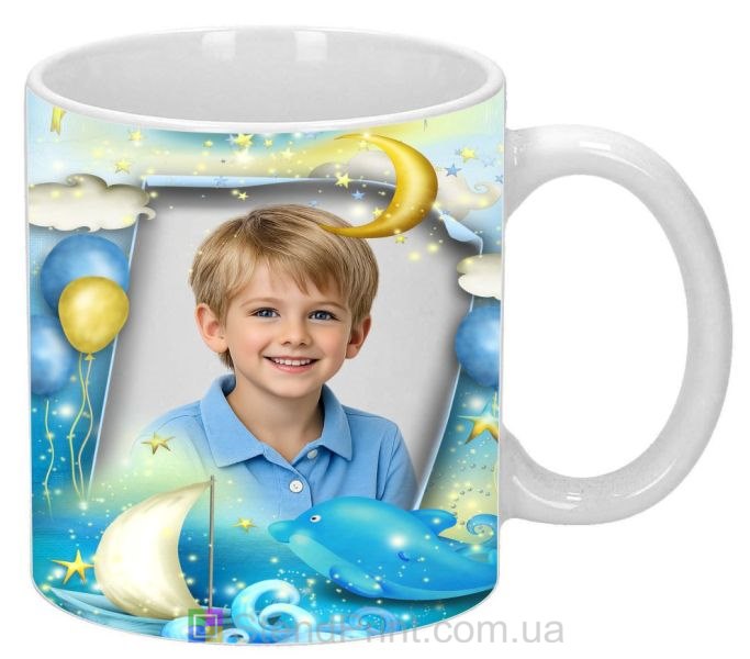 Детская чашка с фото ночное небо звёзды и луна