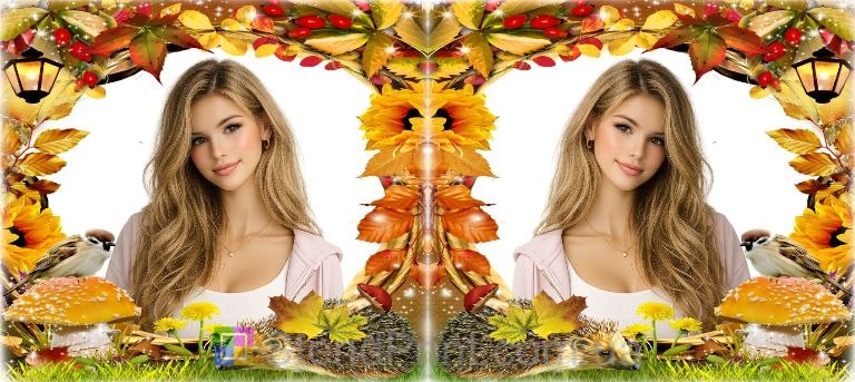 Кружка з фото осінь їжачок і пташка замовити