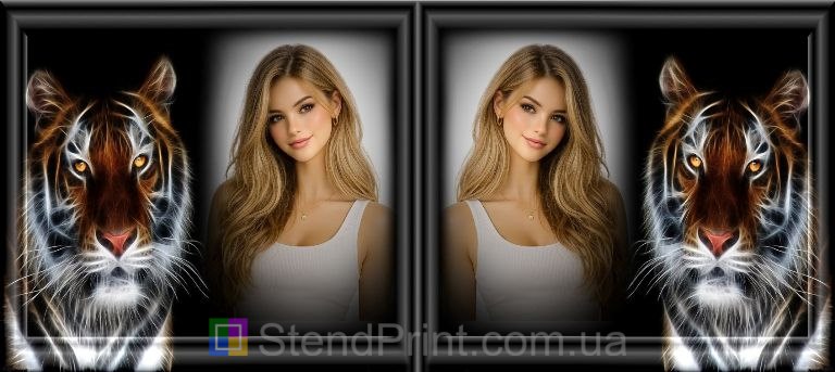 Кружка з фото тигр неоновий ефект замовити