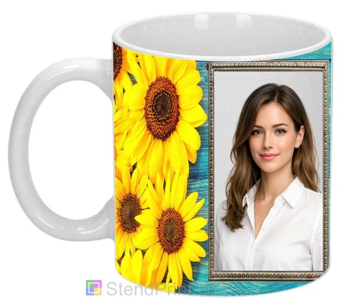Кружка з фото з соняшниками для коханої яскравий подарунок дівчині