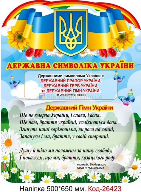 Комплект наліпок самоклеючих наклейок для початкового класу Код-26422