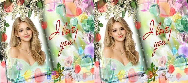 Чашка з фото для коханої I love you з серцями яскравий романтичний подарунок замовити