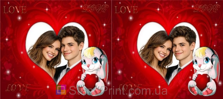 Кружка с фото с сердцем и зайцем яркий романтический подарок заказать