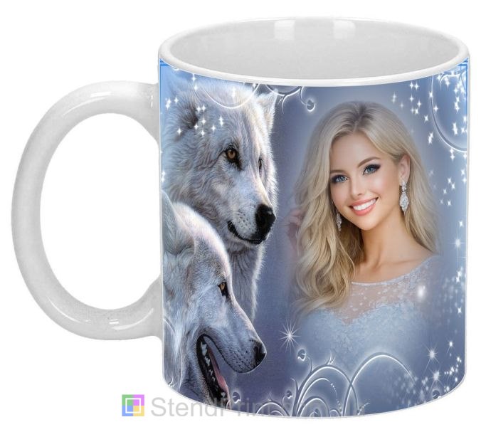 Чашка з фото білі вовки зоряний блиск замовити