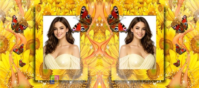 Чашка с фото для девушки яркий дизайн с подсолнухами заказать