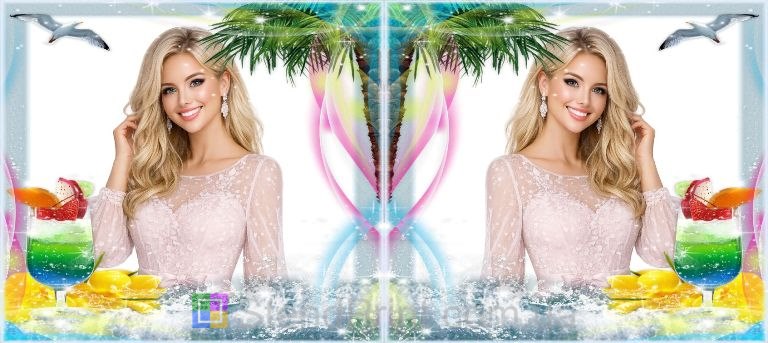 Чашка з фото пальми, коктейль, морська хвиля — замовити