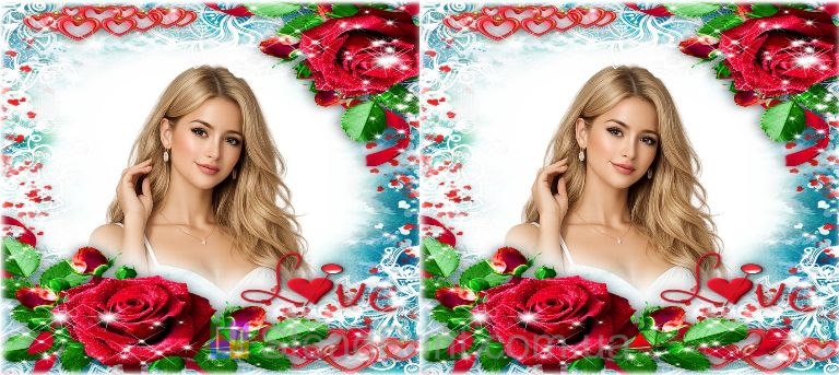 Кружка с фото с красными розами Love романтичный подарок