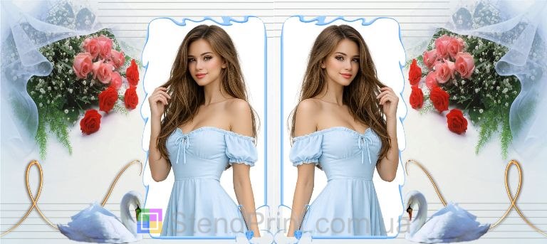 Чашка з фото для коханої з трояндами та лебедем що подарувати дівчині замовити