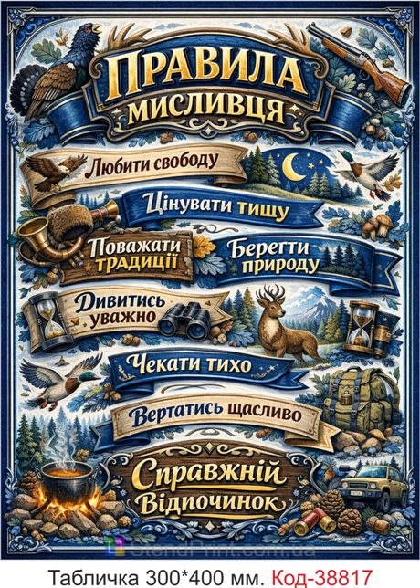 Картина правила мисливця стильний декор для дому