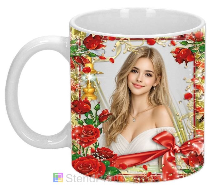 Кружка з фото червоні та золоті троянди — вишуканий квітковий дизайн, замовити