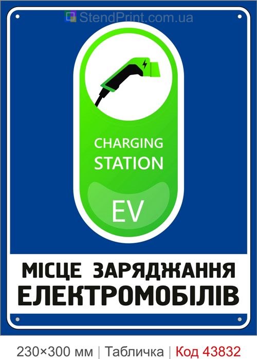 Табличка місце заряджання електромобілів